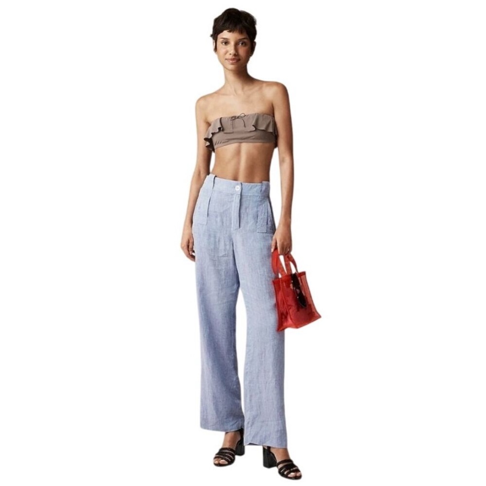 J. Crew Maryam Nassir Zadeh Dual-Tone Linen Trouser Purple Blue size 00